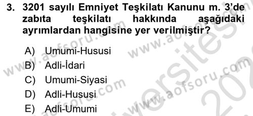 Özel Güvenlik Hukuku 1 Dersi 2022 - 2023 Yılı (Final) Dönem Sonu Sınav Soruları 3. Soru