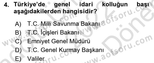 Özel Güvenlik Hukuku 1 Dersi 2022 - 2023 Yılı (Final) Dönem Sonu Sınav Soruları 4. Soru