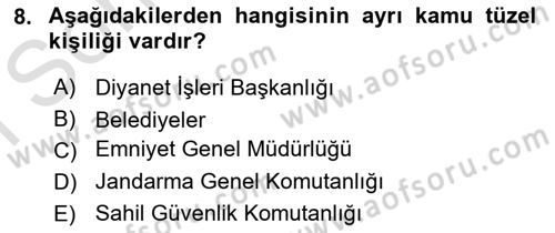 Özel Güvenlik Hukuku 1 Dersi 2022 - 2023 Yılı (Final) Dönem Sonu Sınav Soruları 8. Soru
