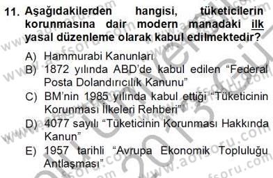 Tüketici Hukuku Dersi 2012 - 2013 Yılı (Vize) Ara Sınav Soruları 11. Soru