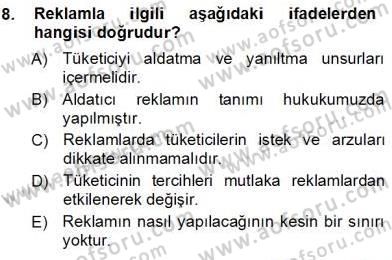 Tüketici Hukuku Dersi 2012 - 2013 Yılı (Vize) Ara Sınav Soruları 8. Soru