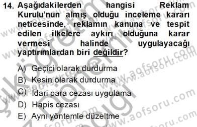 Tüketici Hukuku Dersi 2014 - 2015 Yılı (Vize) Ara Sınav Soruları 14. Soru