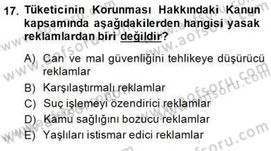Tüketici Hukuku Dersi 2014 - 2015 Yılı (Vize) Ara Sınav Soruları 17. Soru