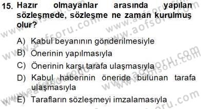 Tüketici Hukuku Dersi 2014 - 2015 Yılı (Final) Dönem Sonu Sınav Soruları 15. Soru