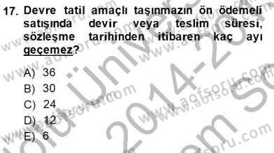 Tüketici Hukuku Dersi 2014 - 2015 Yılı (Final) Dönem Sonu Sınav Soruları 17. Soru