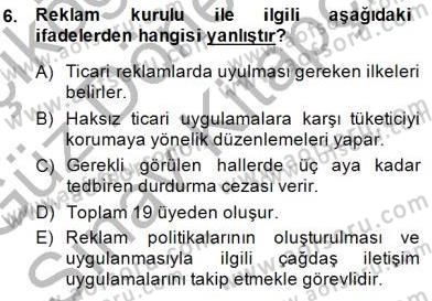 Tüketici Hukuku Dersi 2014 - 2015 Yılı (Final) Dönem Sonu Sınav Soruları 6. Soru