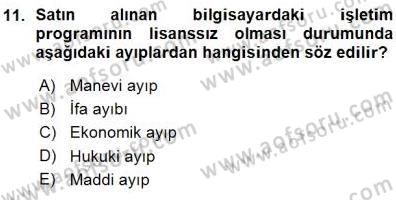 Tüketici Hukuku Dersi 2015 - 2016 Yılı (Vize) Ara Sınav Soruları 11. Soru