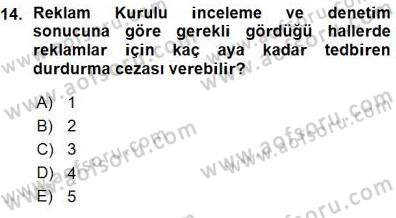 Tüketici Hukuku Dersi 2015 - 2016 Yılı (Vize) Ara Sınav Soruları 14. Soru
