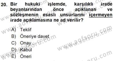 Tüketici Hukuku Dersi 2015 - 2016 Yılı (Vize) Ara Sınav Soruları 20. Soru