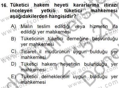 Tüketici Hukuku Dersi 2015 - 2016 Yılı (Final) Dönem Sonu Sınav Soruları 16. Soru