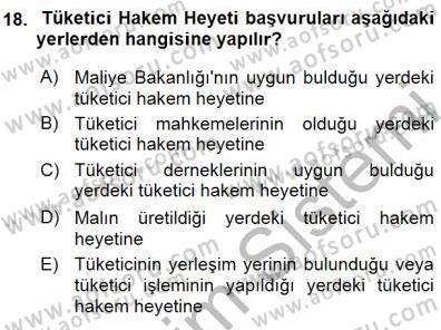 Tüketici Hukuku Dersi 2015 - 2016 Yılı (Final) Dönem Sonu Sınav Soruları 18. Soru