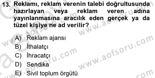 Tüketici Hukuku Dersi 2017 - 2018 Yılı (Vize) Ara Sınav Soruları 13. Soru