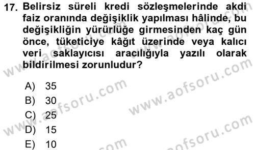 Tüketici Hukuku Dersi 2017 - 2018 Yılı (Vize) Ara Sınav Soruları 17. Soru