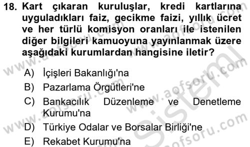 Tüketici Hukuku Dersi 2017 - 2018 Yılı (Vize) Ara Sınav Soruları 18. Soru