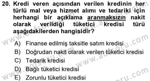 Tüketici Hukuku Dersi 2017 - 2018 Yılı (Vize) Ara Sınav Soruları 20. Soru