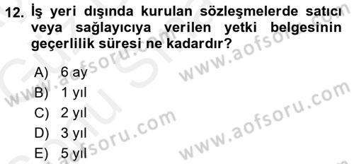 Tüketici Hukuku Dersi 2017 - 2018 Yılı (Final) Dönem Sonu Sınav Soruları 12. Soru