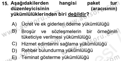 Tüketici Hukuku Dersi 2017 - 2018 Yılı (Final) Dönem Sonu Sınav Soruları 15. Soru