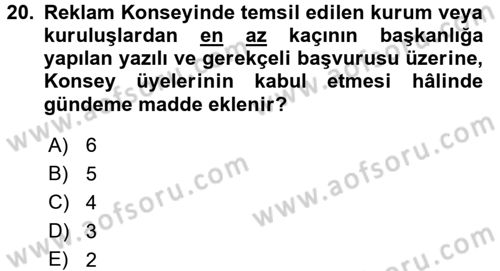 Tüketici Hukuku Dersi 2017 - 2018 Yılı (Final) Dönem Sonu Sınav Soruları 20. Soru