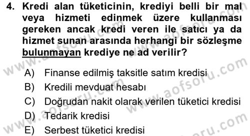 Tüketici Hukuku Dersi 2017 - 2018 Yılı (Final) Dönem Sonu Sınav Soruları 4. Soru