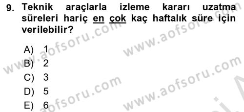 Ceza Yargılama Hukuku Dersi 2020 - 2021 Yılı Yaz Okulu Sınavı 9. Soru