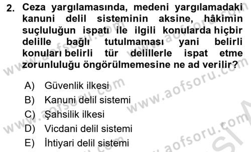 Ceza Yargılama Hukuku Dersi 2021 - 2022 Yılı (Vize) Ara Sınavı 2. Soru