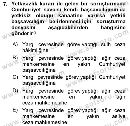 Ceza Yargılama Hukuku Dersi 2021 - 2022 Yılı (Vize) Ara Sınav Soruları 7. Soru