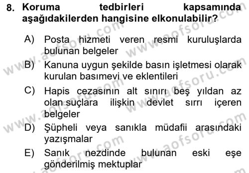 Ceza Yargılama Hukuku Dersi 2021 - 2022 Yılı (Final) Dönem Sonu Sınav Soruları 8. Soru