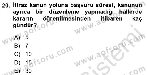 Ceza Yargılama Hukuku Dersi 2021 - 2022 Yılı Yaz Okulu Sınavı 20. Soru