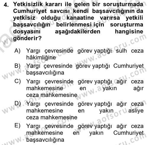 Ceza Yargılama Hukuku Dersi 2021 - 2022 Yılı Yaz Okulu Sınavı 4. Soru