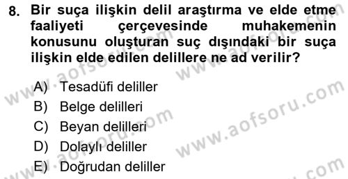 Ceza Yargılama Hukuku Dersi 2021 - 2022 Yılı Yaz Okulu Sınavı 8. Soru