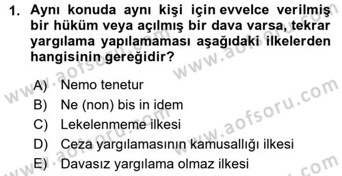 Ceza Yargılama Hukuku Dersi 2022 - 2023 Yılı Yaz Okulu Sınavı 1. Soru