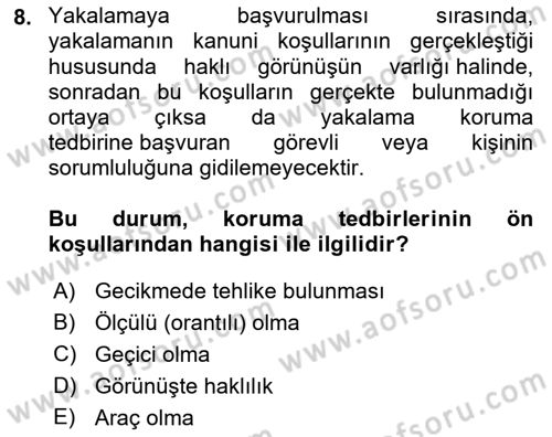 Ceza Yargılama Hukuku Dersi 2022 - 2023 Yılı Yaz Okulu Sınavı 8. Soru