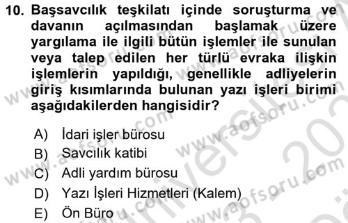 Ceza Yargılama Hukuku Dersi 2023 - 2024 Yılı (Vize) Ara Sınavı 10. Soru