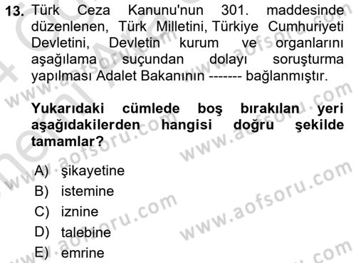 Ceza Yargılama Hukuku Dersi 2023 - 2024 Yılı (Vize) Ara Sınav Soruları 13. Soru