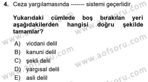 Ceza Yargılama Hukuku Dersi 2023 - 2024 Yılı (Vize) Ara Sınav Soruları 4. Soru