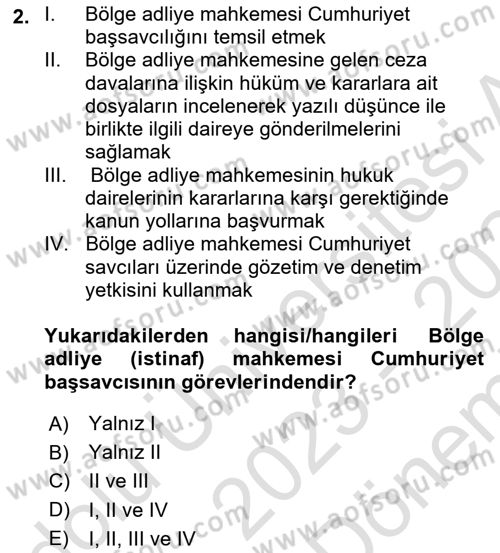 Ceza Yargılama Hukuku Dersi 2023 - 2024 Yılı (Final) Dönem Sonu Sınav Soruları 2. Soru