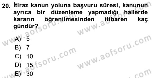 Ceza Yargılama Hukuku Dersi 2023 - 2024 Yılı (Final) Dönem Sonu Sınav Soruları 20. Soru