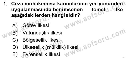 Ceza Yargılama Hukuku Dersi 2023 - 2024 Yılı Yaz Okulu Sınav Soruları 1. Soru