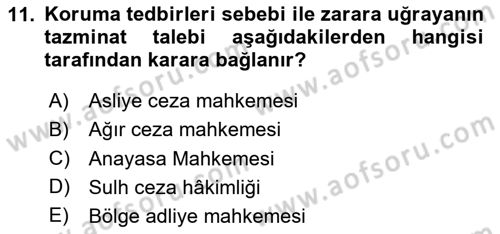 Ceza Yargılama Hukuku Dersi 2023 - 2024 Yılı Yaz Okulu Sınav Soruları 11. Soru