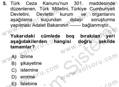 Ceza Yargılama Hukuku Dersi 2023 - 2024 Yılı Yaz Okulu Sınav Soruları 5. Soru