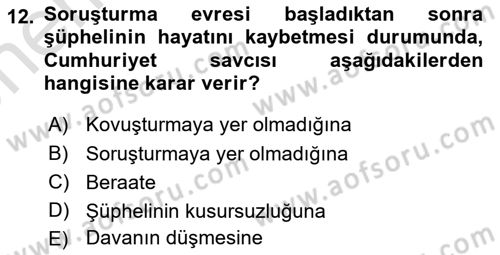 Ceza Yargılama Hukuku Dersi 2024 - 2025 Yılı (Vize) Ara Sınav Soruları 12. Soru