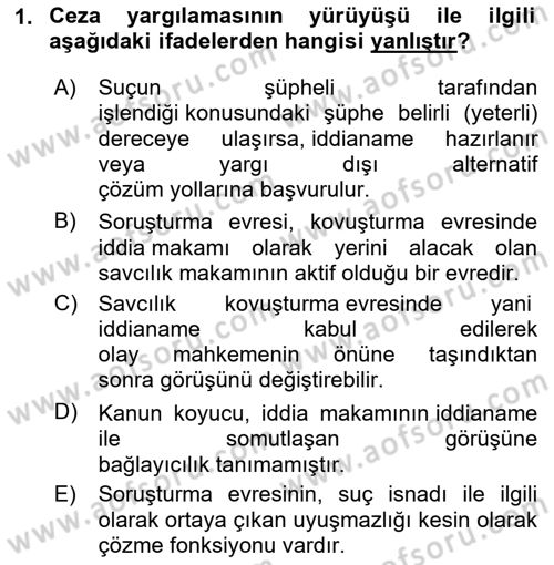 Ceza Yargılama Hukuku Dersi 2024 - 2025 Yılı (Final) Dönem Sonu Sınav Soruları 1. Soru