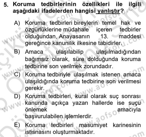 Ceza Yargılama Hukuku Dersi 2024 - 2025 Yılı (Final) Dönem Sonu Sınav Soruları 5. Soru