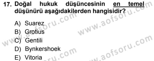 Uluslararası Hukuk 1 Dersi 2012 - 2013 Yılı (Vize) Ara Sınav Soruları 17. Soru