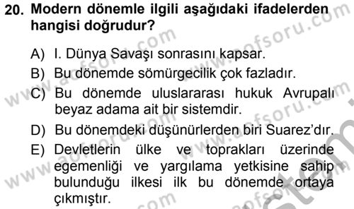 Uluslararası Hukuk 1 Dersi 2012 - 2013 Yılı (Vize) Ara Sınav Soruları 20. Soru