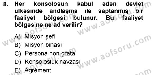 Uluslararası Hukuk 1 Dersi 2012 - 2013 Yılı (Final) Dönem Sonu Sınav Soruları 8. Soru