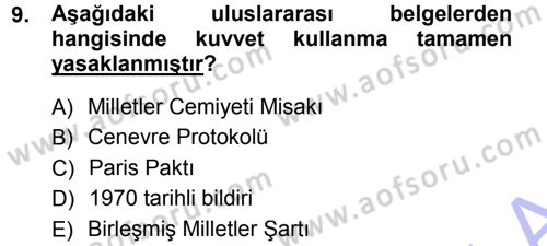 Uluslararası Hukuk 1 Dersi 2012 - 2013 Yılı (Final) Dönem Sonu Sınav Soruları 9. Soru