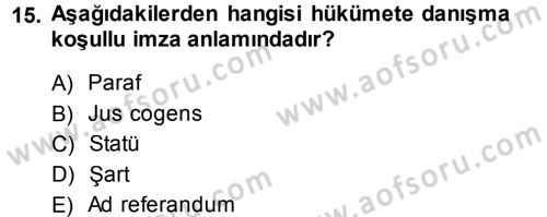 Uluslararası Hukuk 1 Dersi 2013 - 2014 Yılı (Vize) Ara Sınav Soruları 15. Soru