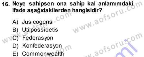 Uluslararası Hukuk 1 Dersi 2013 - 2014 Yılı (Vize) Ara Sınav Soruları 16. Soru