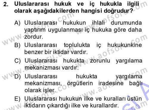 Uluslararası Hukuk 1 Dersi 2013 - 2014 Yılı (Vize) Ara Sınav Soruları 2. Soru